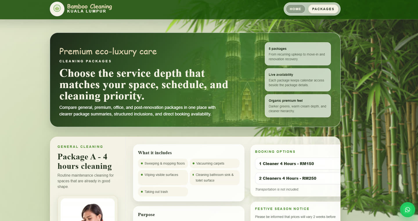 Preview of the Bamboo Cleaning Kuala Lumpur website